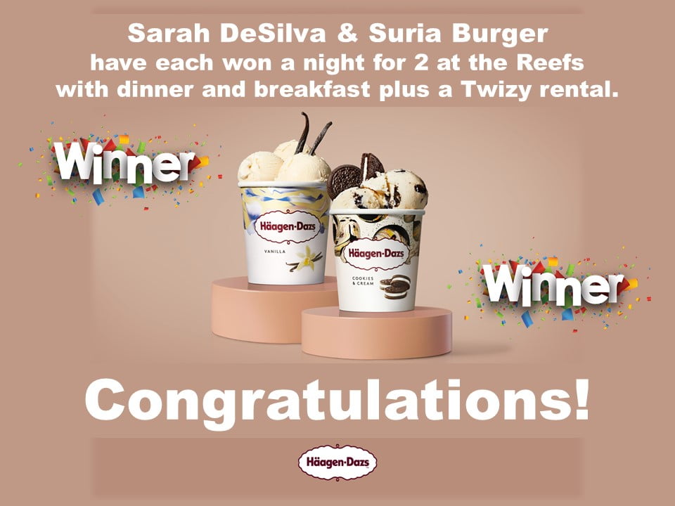 Winners of the Haagen-Dazs promotion announced.