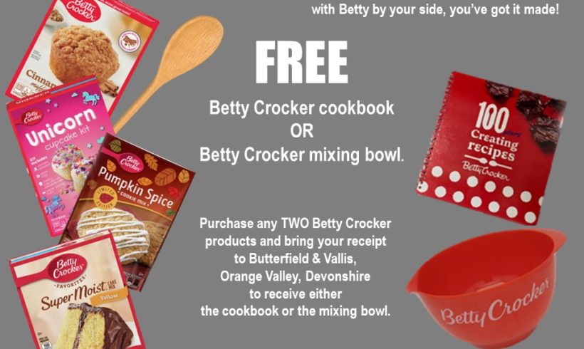 FREE COOKBOOK OR MIXING BOWL WITH BETTY CROCKER