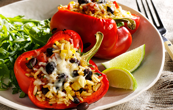 Uncle Ben’s Southwestern Brown Rice Stuffed Bell Peppers