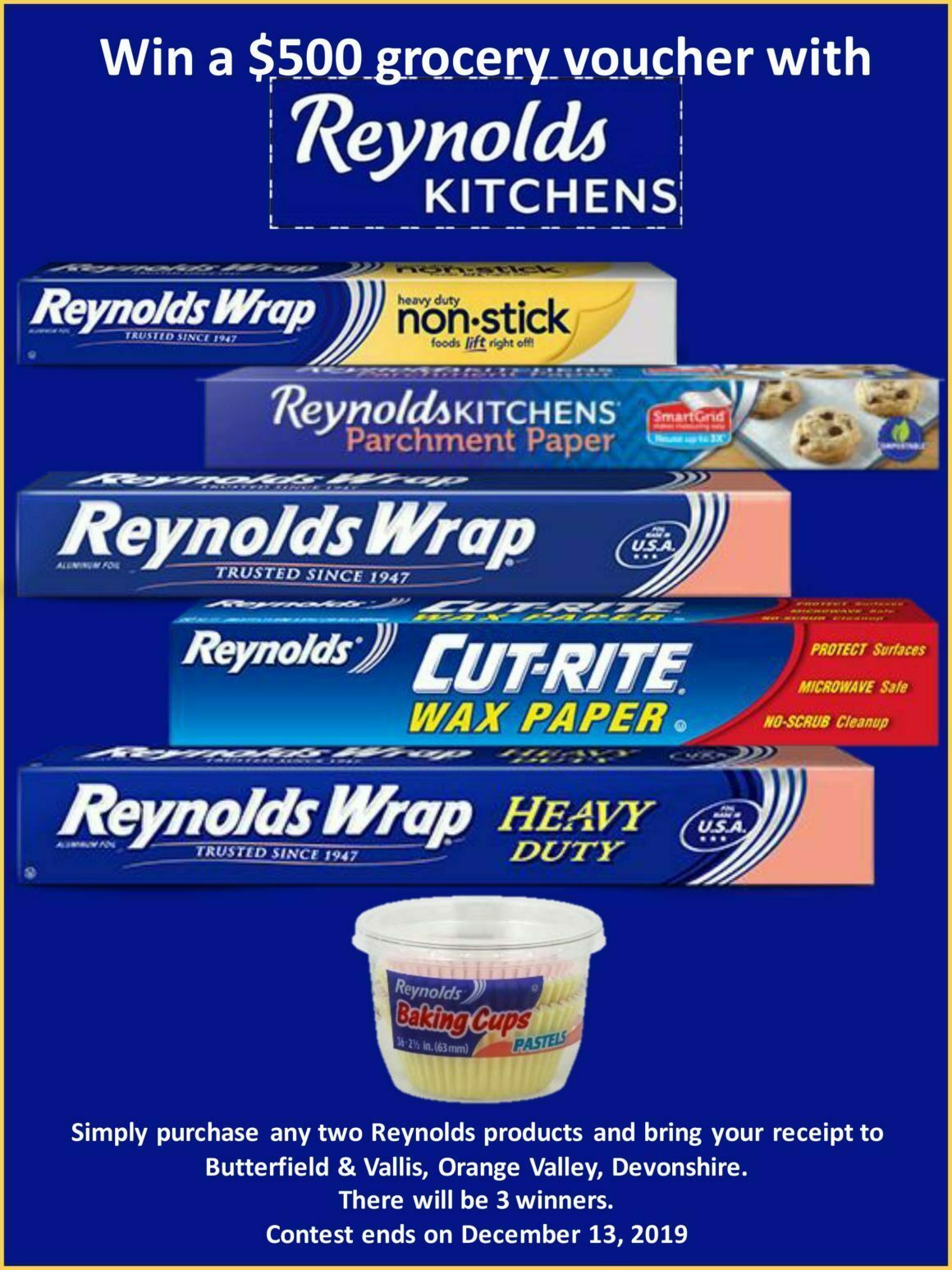 3 LUCKY WINNERS HAVE WON A $500 GROCERY VOUCHER WITH REYNOLDS